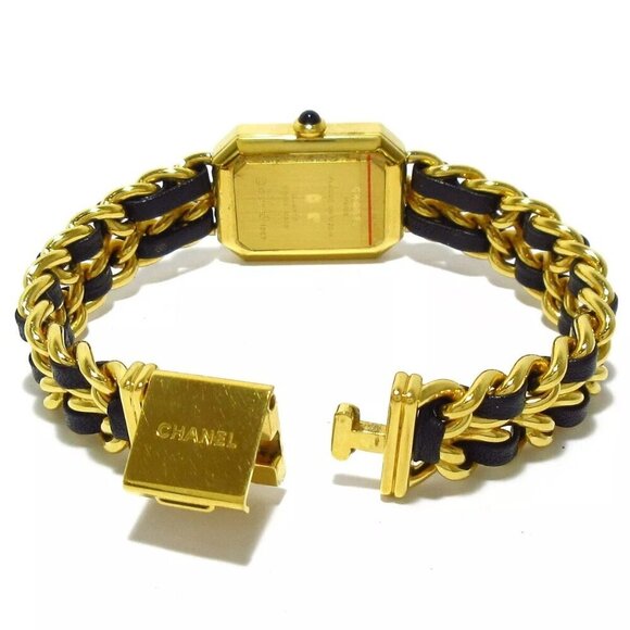 100% Authentic CHANEL Premiere Gold Black Women's Wrist Watch 1464-100524 - Picture 4 of 12